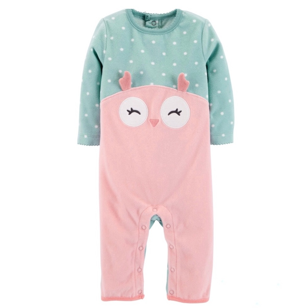 🍋 4/$20 Carter’s Owl Fleece Jumpsuit One Piece